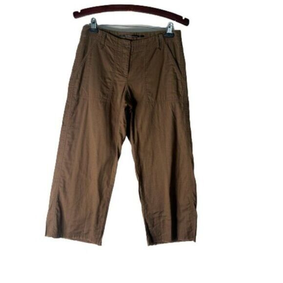 Isda & Co Size 4 Brown Crop Frayed Capri Pants - Picture 1 of 5